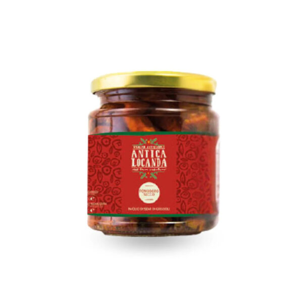 Frasco tomates secos en aceite de oliva