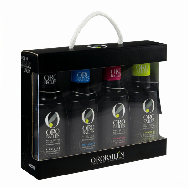 Estuche Degustación Oro Bailén Premium: 4 Variedades de AOVE (4 x 250 ml)