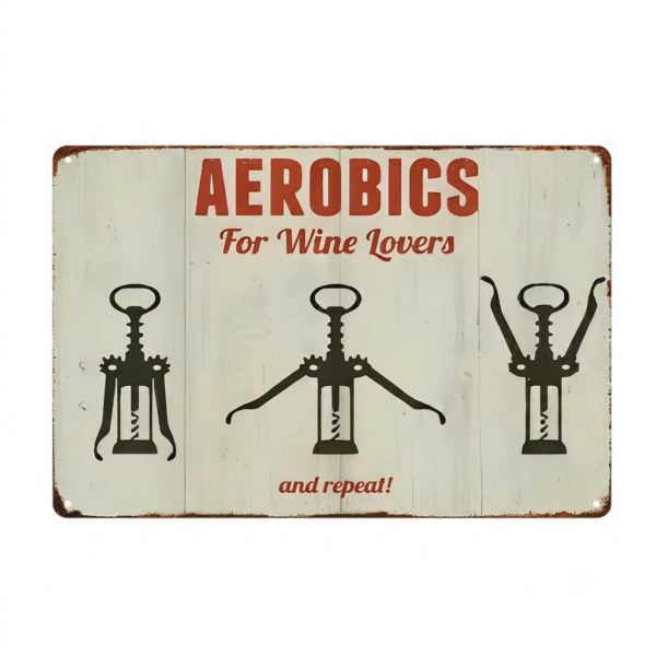 Letrero de madera plano 2D vintage "Wine Lover'S Fitness"